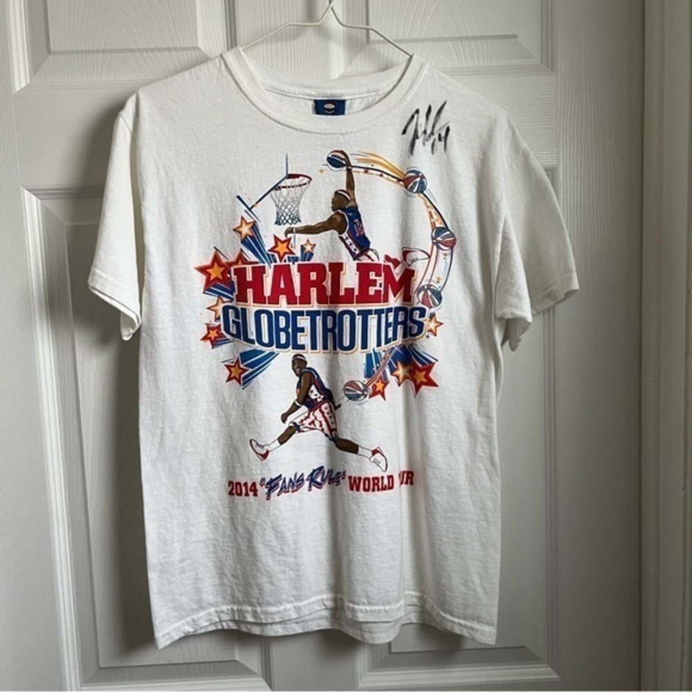 3/25$💥 Harlem Globetrotters 2014 World Tour shirt white signed Large Youth